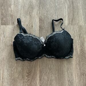 Victoria's Secret Lined Demi Bra Black Lace 34DD Underwire